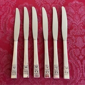 Oneida ~ Coronation ~ Vintage 1936 ~ Six Silver Plate Dinner Knives